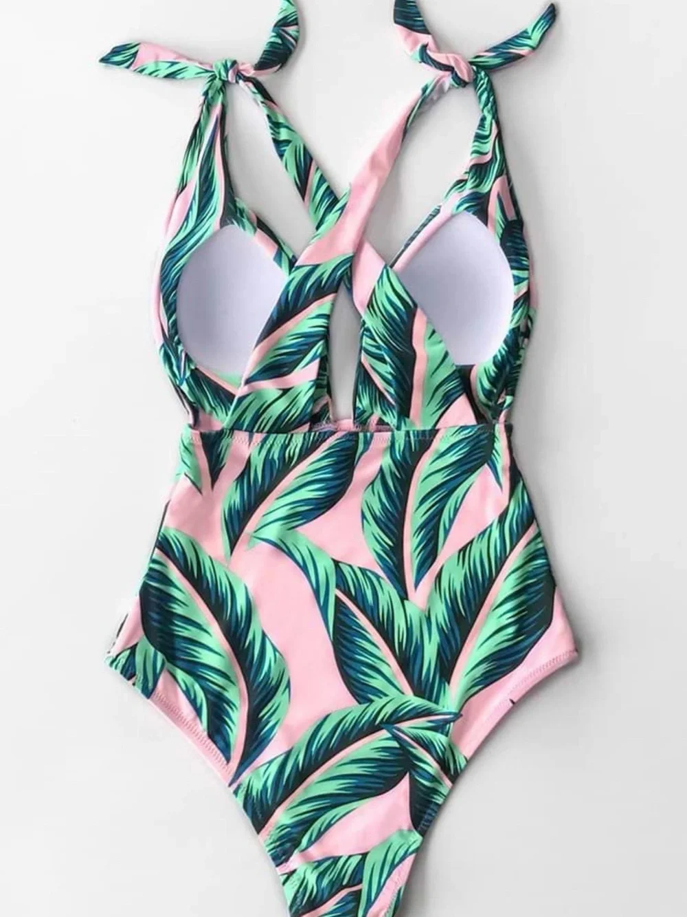 Cupshe Pink Tropical Leaf One-Piece Swimsuit